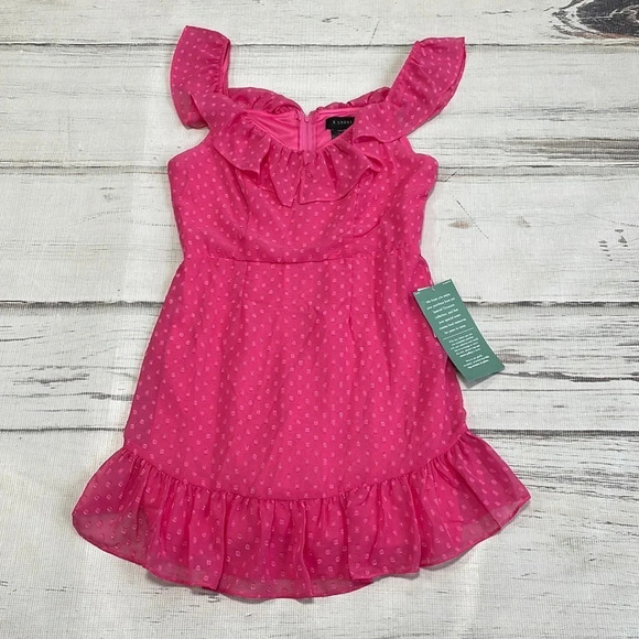 B. Smart Dress NWT Sleeveless Ruffles Knee Length Pink Junior 11 - Picture 4 of 16